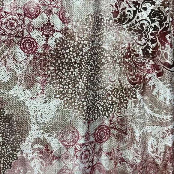 Chico's Zenergy Top Size 3 Long Sleeve Lace Print Tunic Brown Red - Picture 5 of 7